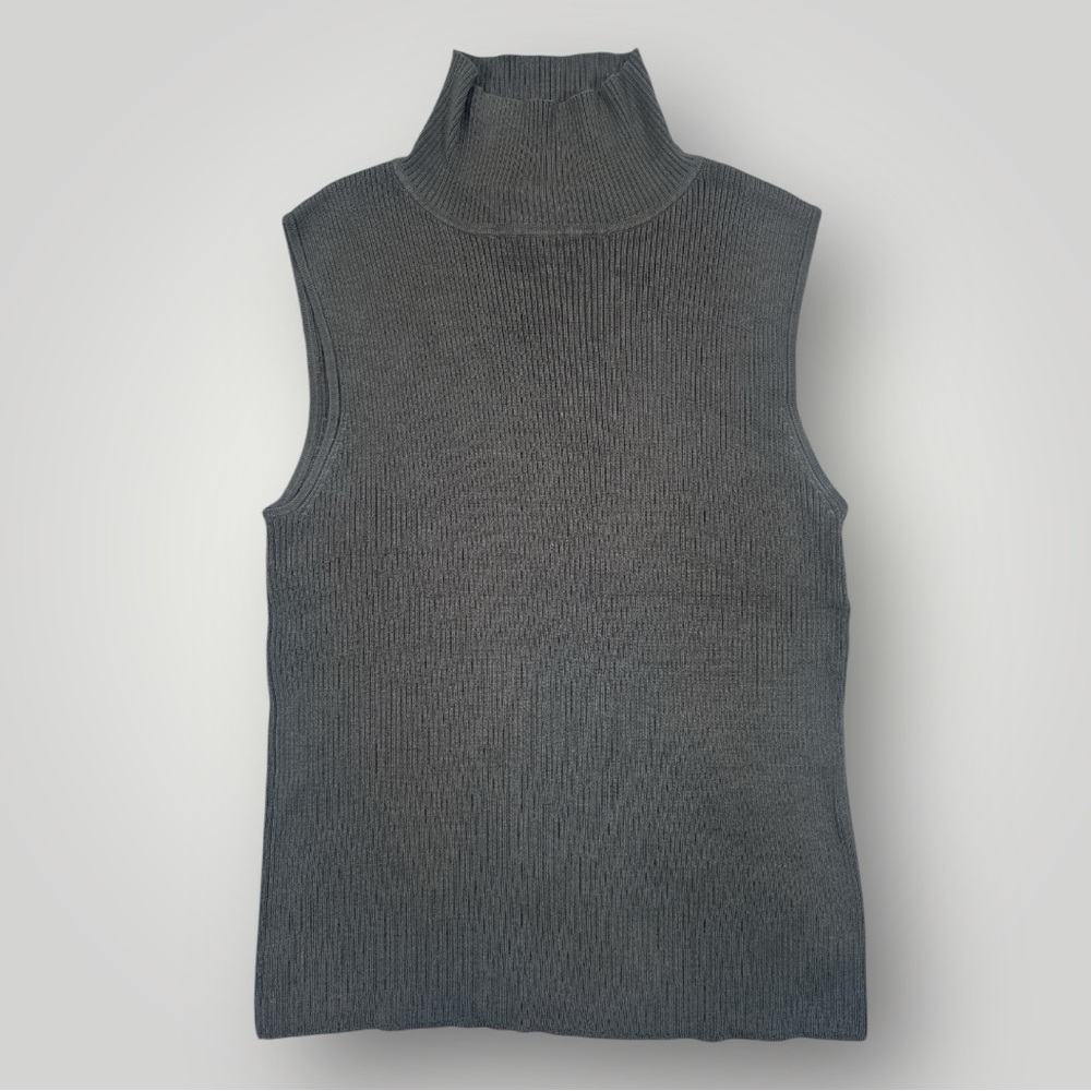 Cynthia Steffe Silk Blend Ribbed Turtleneck Sweater Tank Size M minimalist
